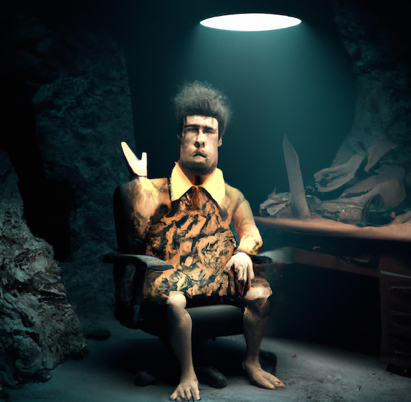 AI generated caveman wearing a tie